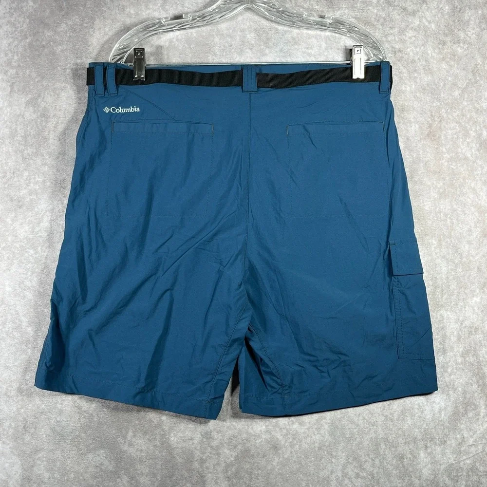 Columbia Battle Ridge Shorts Mens Size 36X9 Blue Cargo Pockets Belted Outdoor
